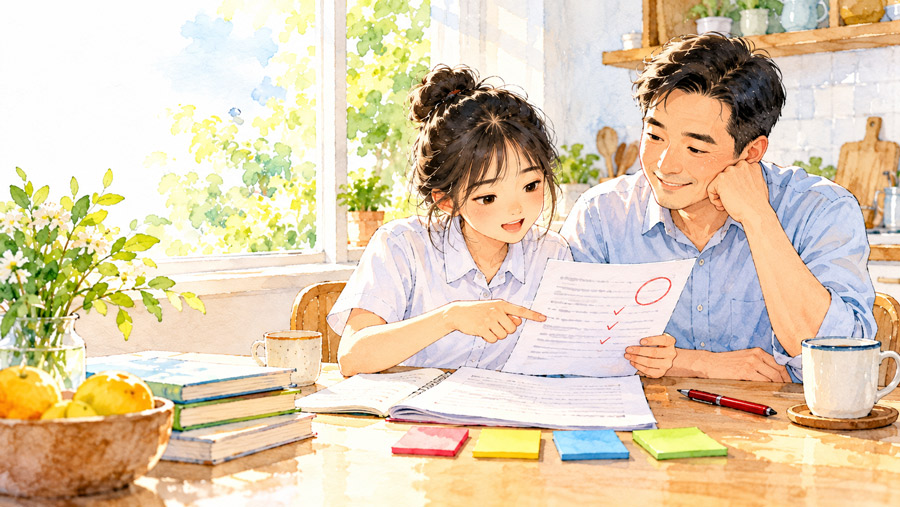 Con học nhiều mà điểm vẫn thấp: vì sao và cha mẹ nên làm gì? Cha mẹ đọc bài kiểm tra cùng con để biết điểm rơi ở đâu